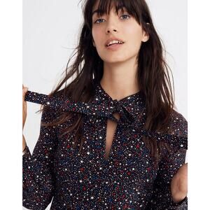 Madewell Balsam Tie-Neck Dress in Starry Night Size 0